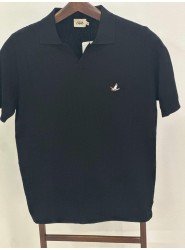 8530-BYMN Siyah Desenli Polo Yaka Kısa Kollu Merserize 