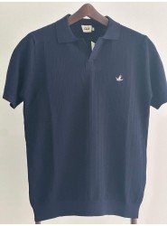 8531-BYMN Lacivert Desenli Polo Yaka Kısa Kollu Merserize 
