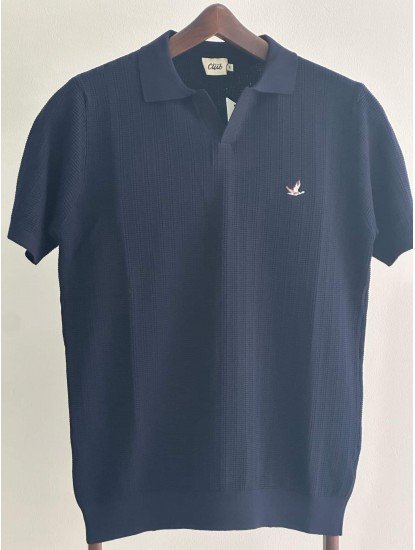 8531-BYMN Lacivert Desenli Polo Yaka Kısa Kollu Merserize