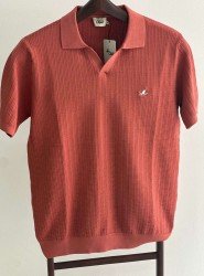 8533-BYMN Kiremit Desenli Polo Yaka Kısa Kollu Merserize 