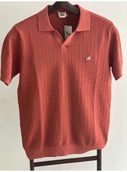 8533-BYMN Kiremit Desenli Polo Yaka Kısa Kollu Merserize 