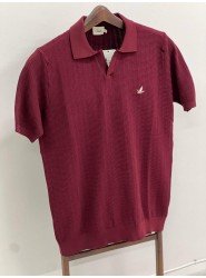 8537-BYMN Bordo Desenli Polo Yaka Kısa Kollu Merserize