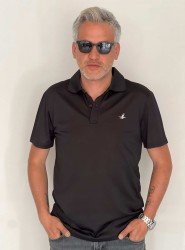 8541-BYMN Siyah Pike Kumaş polo Yaka Tshırts