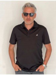 8541-BYMN Siyah Pike Kumaş polo Yaka Tshırts