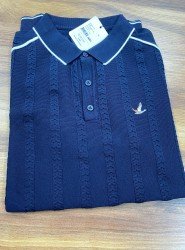 8550-BYMN Lacivert Örgü Model  Polo Yaka Triko