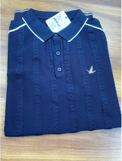 8550-BYMN Lacivert Örgü Model  Polo Yaka Triko