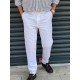 8558-BYMN Beyaz Rahat Kalıp Keten Pantolon