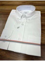 8589-BYMN Kırık Beyaz Oxfort Cep Nakışlı Comfort Fit Gömlek