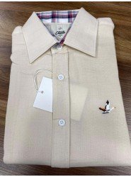 8592-BYMN Krem Rengi Slim Fit Müslin Gömlek