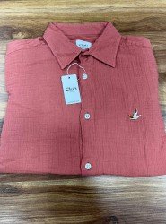 8598-Bymn Kiremit  Müslin Comfort Fit Gömlek