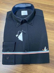 8603-BYMN Siyah Keten Comfort Fit Gömlek