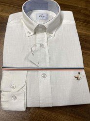 8604-BYMN Beyaz Keten Comfort Fit Gömlek