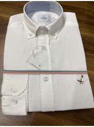 8604-BYMN Beyaz Keten Comfort Fit Gömlek
