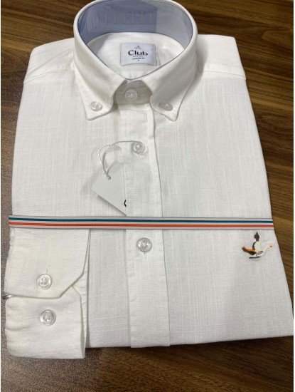 8604-BYMN Beyaz Keten Comfort Fit Gömlek