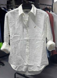 8624-BYMN Ekru Kadın Comfort Fit Müslin Gömlek