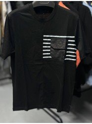 8630- Prada Siyah Cepli Beyaz Detaylı Tshirt