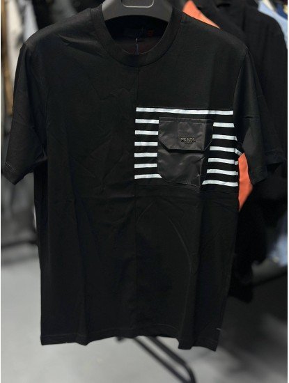 8630- Prada Siyah Cepli Beyaz Detaylı Tshirt