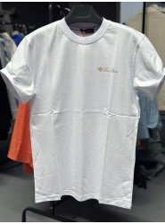 8633- Loro Piana Beyaz Göğüs Logo Detaylı Tshirt