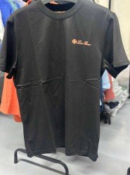 8634- Loro Piana Siyah Göğüs Logo Detaylı Tshirt