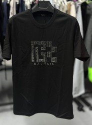 8636- Balmain Siyah Önü Enjeksiyon Baskılı Tshirt