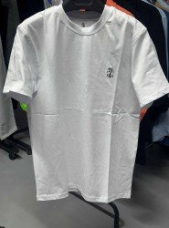 8638- Burunello Cucinelli Beyaz Göğüs Nakış Logolo Tshirt