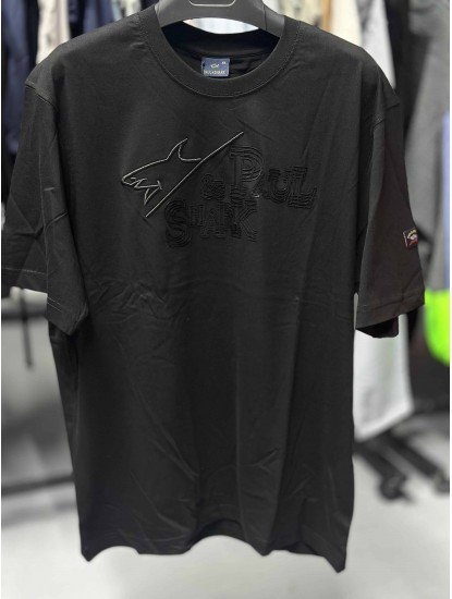 8642- Paul Shark Siyah Önü Nakışlı Tshirt