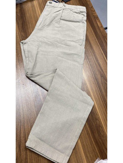 8648-NTWRK A. Yeşil Rengi Regular Fit Keten Pantolon