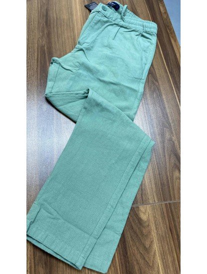 8649-NTWRK Yeşil Rengi Regular Fit Keten Pantolon