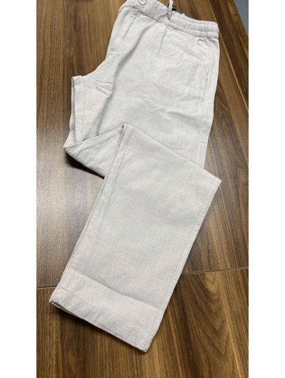 8650-NTWRK Vizon Rengi Regular Fit Keten Pantolon
