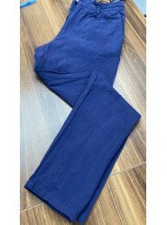 8651-NTWRK İndigo Rengi Regular Fit Keten Pantolon