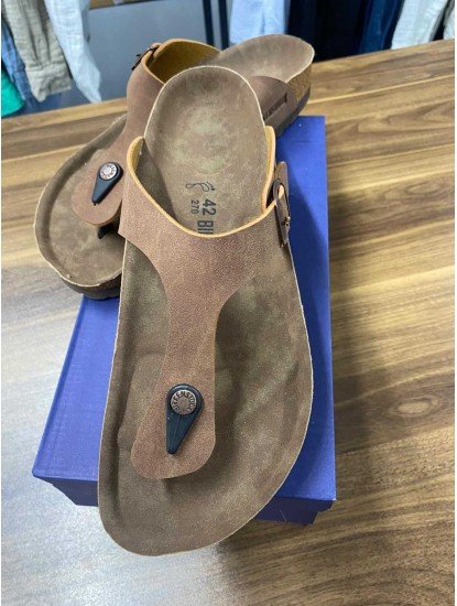 8742-Birkenstock Taba Parmak Arası Erkek Terlik