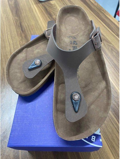 8743-Birkenstock Kahve Rengi Parmak Arası Erkek Terlik
