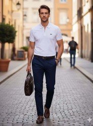 8781-LCST Beyaz Yarım Fermuarlı Pike Kumaş Polo Yaka T-Shirt