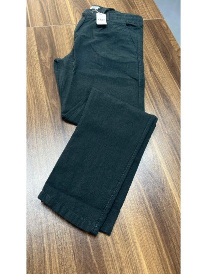8788-BYMN Koyu Yeşil Regular Fit Keten Pantolon