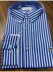 8792- LCST Sax Mavisi Çizgili  Regular Fit Pamuk Gömlek 