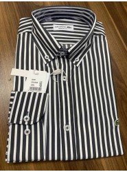 8793- LCST Siyah Çizgili  Regular Fit Pamuk Gömlek 