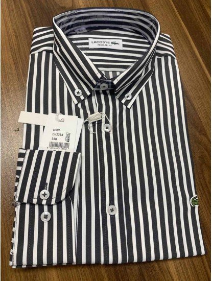 8793- LCST Siyah Çizgili  Regular Fit Pamuk Gömlek