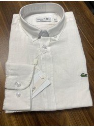8794- LCST Beyaz Keten Regular Fit  Gömlek 