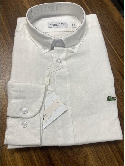 8794- LCST Beyaz Keten Regular Fit  Gömlek