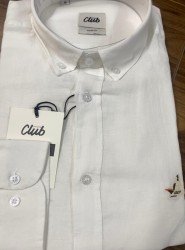8795- BYMN Beyaz Keten Slim Fit Gömlek 
