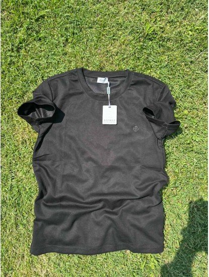 8799- BYMN Siyah Modal Kumaş Sıfır Yaka T-Shirt