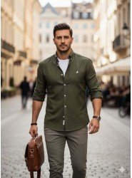 8817- BYMN Comfort Fit Yeşil  Oxford Gömlek
