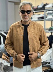8826- ZAGO Taba Suet Mevsimlik Çıtçıtlı  Slim Fit Mont
