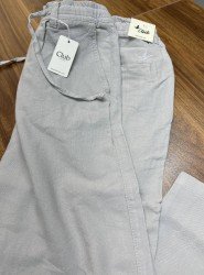 8830-BYMN TAŞ RENGİ TONA TON LOGO KETEN PANTOLON