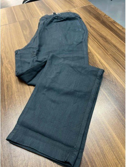 8832-BYMN PETROL MAVİSİ TONA TON LOGO KETEN PANTOLON