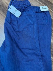 8834-BYMN İNDİGO TONA TON LOGO KETEN PANTOLON