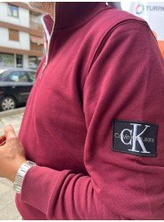 8846-CK Bordo Yarım Fermuarlı Sol Kol Nakış Logolu  Sweath