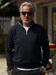 8849-CK Siyah Yarım Fermuarlı Sol Kol Nakış Logolu  Sweath