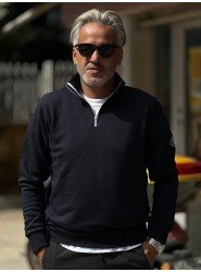 8849-CK Siyah Yarım Fermuarlı Sol Kol Nakış Logolu  Sweath