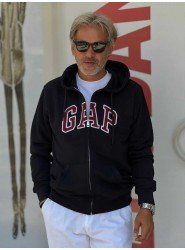 8871- Gap Lacivert Tam Fermuarlı Kapşonlu Aplike Logo Sweath 